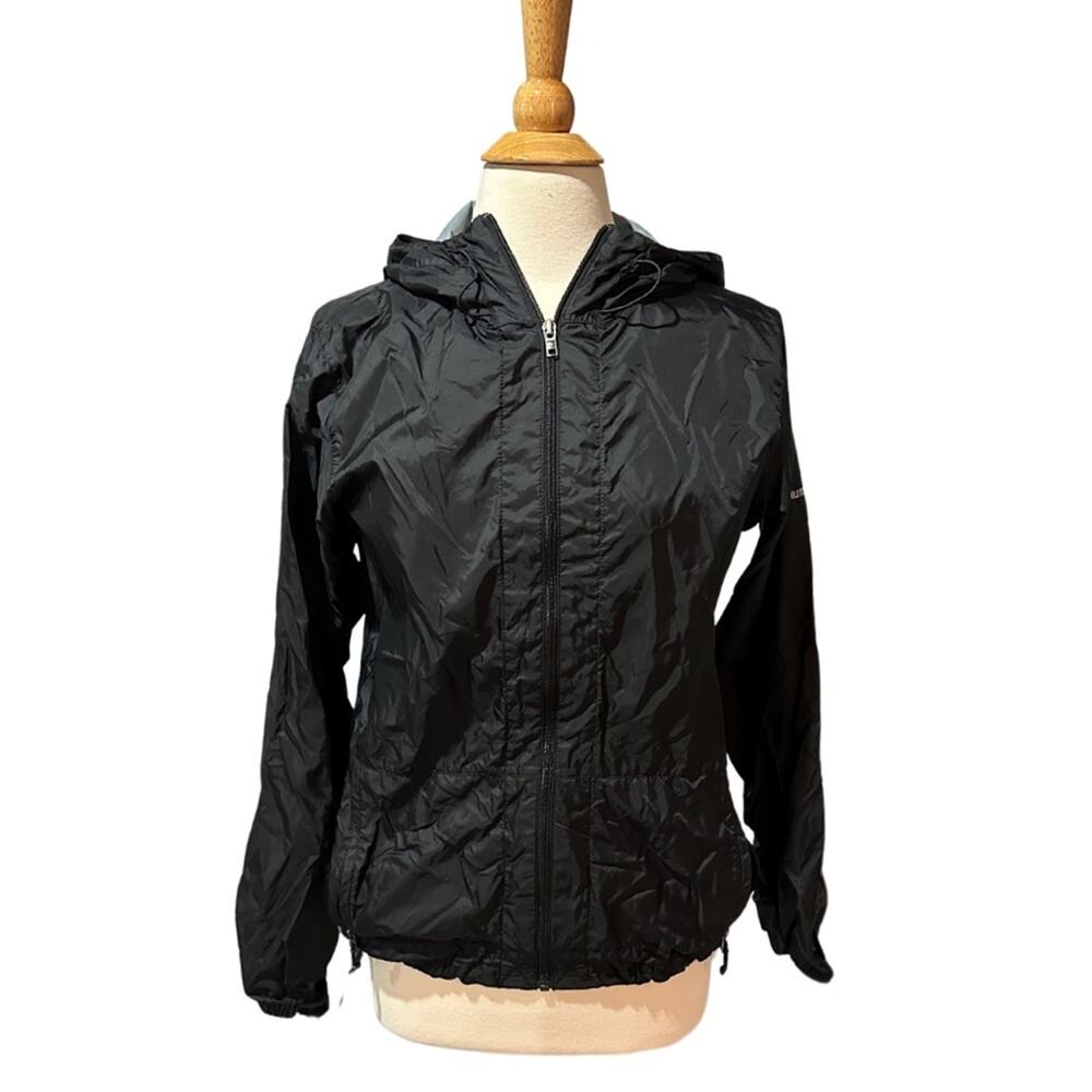 Black Lightweight Zip Up Rain Coat Columbia Jacket O11